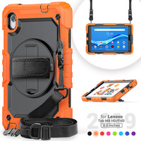 Housse de tablette en silicone pour Lenovo Tab M8 HD /FHD 8.0 TB-8505X TB-8705X avec sangle pour les mains, sangle d'épaule et support rotatif