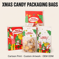 Sacs de boulangerie de Noël en kraft à fond plat avec lien métallique, imprimé Père Noël, avec fenêtre, qualité alimentaire, pour biscuits, friandises, bonbons, chocolat