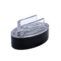 Nouvelle boîte à poudre à sourcils en plastique ABS transparent avec éponge, emballage cosmétique en forme de sourcil
