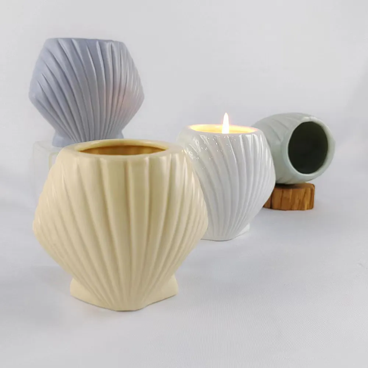 Creative Cute Shell Ceramic Candle Jars Modern Dining Table Small Vase ...
