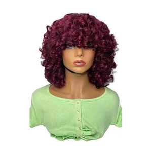 <strong>Wigs</strong> Best Quality <strong>Afro</strong> Kinky Curly Bob <strong>Wig</strong> Short Black Red Gold Synthetic <strong>Wigs</strong> for Black Women - Product Image 4