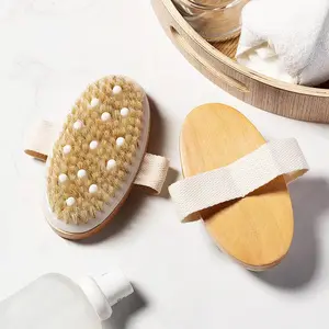 Gros rond en bois épurateur Massage du dos sec corps gommage bois douche exfoliant bain brosses pour sec Massage du corps