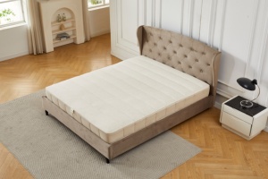 <span class=keywords><strong>Lit</strong></span> plateforme capitonné en velours beige camel <span class=keywords><strong>de</strong></span> style classique <span class=keywords><strong>avec</strong></span> <span class=keywords><strong>tête</strong></span> <span class=keywords><strong>de</strong></span> <span class=keywords><strong>lit</strong></span> incurvée, sans sommier requis - Product Image 4