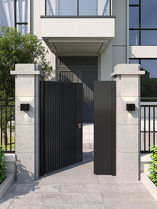 Porte de Cour de Villa en Alliage d'Aluminium, Porte d'Entrée Extérieure en Acier Inoxydable pour Jardin, <span class=keywords><strong>Portail</strong></span> Double <span class=keywords><strong>Battant</strong></span> Moderne pour Clôture Rurale - Product Image 4