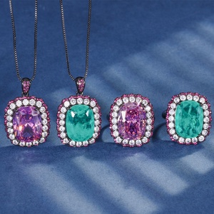 Factory Wholesale Eco-friendly Copper 12*16mm Emerald Green Cubic Zirconia Vintage Black Gold Wedding Bridal Jewelry Set - Product Image 1