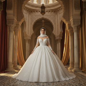 Dernier modèle <span class=keywords><strong>de</strong></span> <span class=keywords><strong>robe</strong></span> <span class=keywords><strong>de</strong></span> mariée élégante <span class=keywords><strong>pour</strong></span> femmes grande taille <span class=keywords><strong>robe</strong></span> <span class=keywords><strong>de</strong></span> bal avec décoration en dentelle Lspf04 - Product Image 4