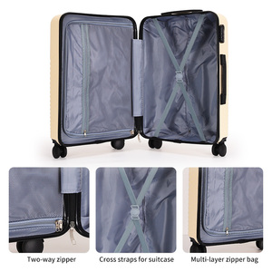 Valise à roulettes unisexe légère en ABS rigide avec roues pivotantes à 360 degrés, serrure TSA, poignée télescopique, fermeture éclair, design moderne - Product Image 2
