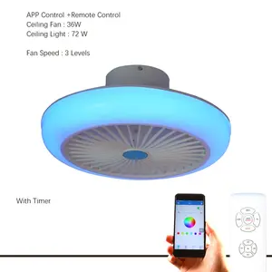 Smart Wifi APP & Remote Control Led Ceiling Fan Dimmable Color Light For Bedroom Hotel Living Room Apartment Kid's Room Club Bar