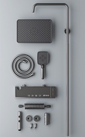 Ensemble de douche direct usine : Système de douche de salle de bain tout en laiton pour usage domestique avec pommeau à main à pression accrue, eau chaude/froide