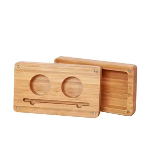 Bandeja magnética de bambú con tapa trasera personalizada, caja de almacenamiento, organizador de contenedor discreto, accesorios para fumar