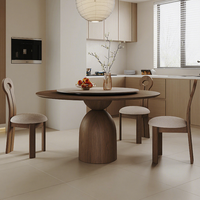 Table à manger ronde moderne couleur noyer, bureau circulaire en bois, table à manger pour petit foyer