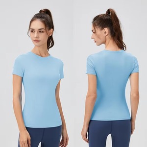 Dropshipping Shopify productos 2025 mujeres de secado rápido gimnasio correr ropa deportiva camisetas ajustadas Yoga Top - Product Image 3