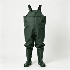 Senshuo <span class=keywords><strong>Cuissardes</strong></span> de pêche en PVC vert foncé sur mesure, <span class=keywords><strong>grande</strong></span> taille, avec bretelles réglables et bottes intégrées, pour travaux agricoles et aquatiques - Product Image 1