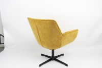Fauteuil pivotant moderne en chenille jaune moutarde, fauteuil de détente ergonomique, base en métal noir pour salon, BSCI