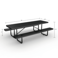 Table rectangulaire d'extérieur moderne OEM 96 pouces en métal expansé pour écoles/restaurants/cafétérias/hôpitaux/parcs avec trou pour parasol