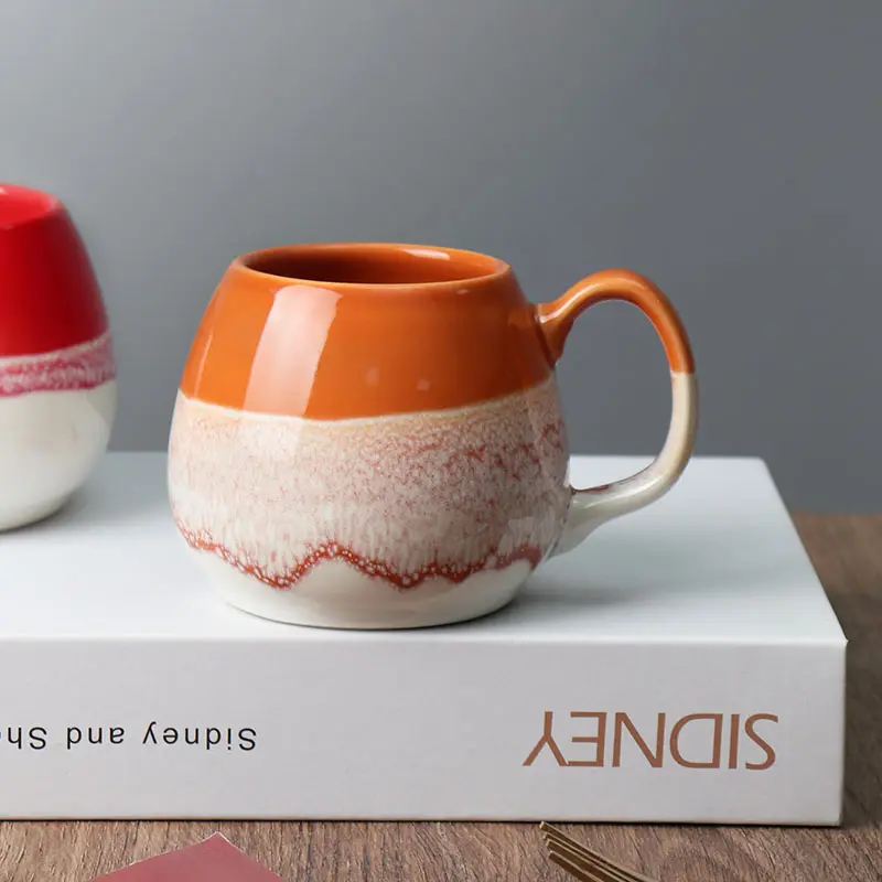 Custom Logo Bulk Creative Reactive Glaze Ceramic Cup Round Coffee Mug for Tea