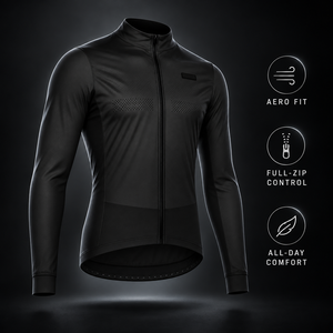 Maillot de cyclisme de course en gros, haute qualité, coupe-vent, thermique, noir, livraison rapide directe d'usine - Product Image 3