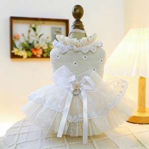Falda para mascotas, estilo princesa, vestido de tul azul claro, transpirable, para las cuatro estaciones - Product Image 3