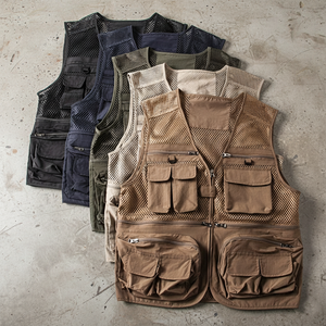 Rompi Kargo Gaya Streetwear OEM, Jaket Tanpa Lengan Pria dengan Desain Grafis Bordir, Rompi Kerja Pria - Product Image 6