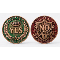 Pièce de monnaie en cuivre pur 999 de 1 oz, Série Decision, en relief 3D, avec couleur UV, édition collector colorée, motif OUI NON