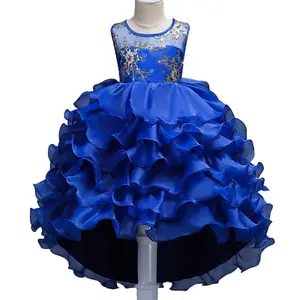 2-12 years old girl's clothing evening train dress multi-layer birthday ball gown party dress for kids girls 10 years old