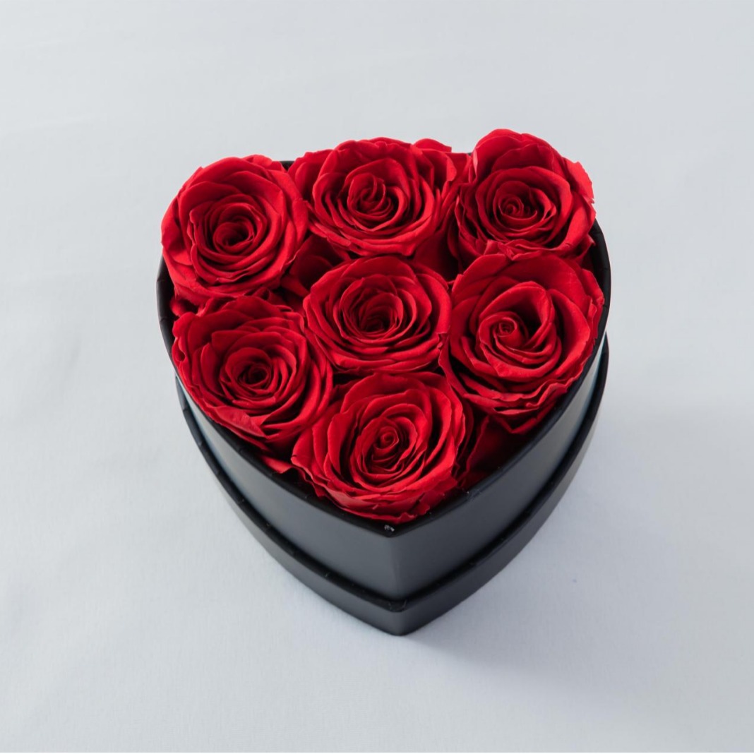 7 Rosas en Caja de Corazón