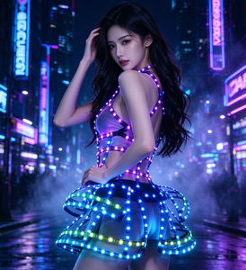 Vestido Cyberpunk con Luces LED RGB para Mujer, Disfraz Brillante para Actuaciones en Discotecas, DJ, Bailarinas <span class=keywords><strong>Gogo</strong></span>, Ropa para Festivales Rave - Product Image 1