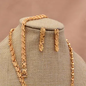 African 24k Gold Color Jewelry Sets For Lady Wedding Ethiopia Bridal Necklace Earrings Ring Jewelry Accessory Gifts