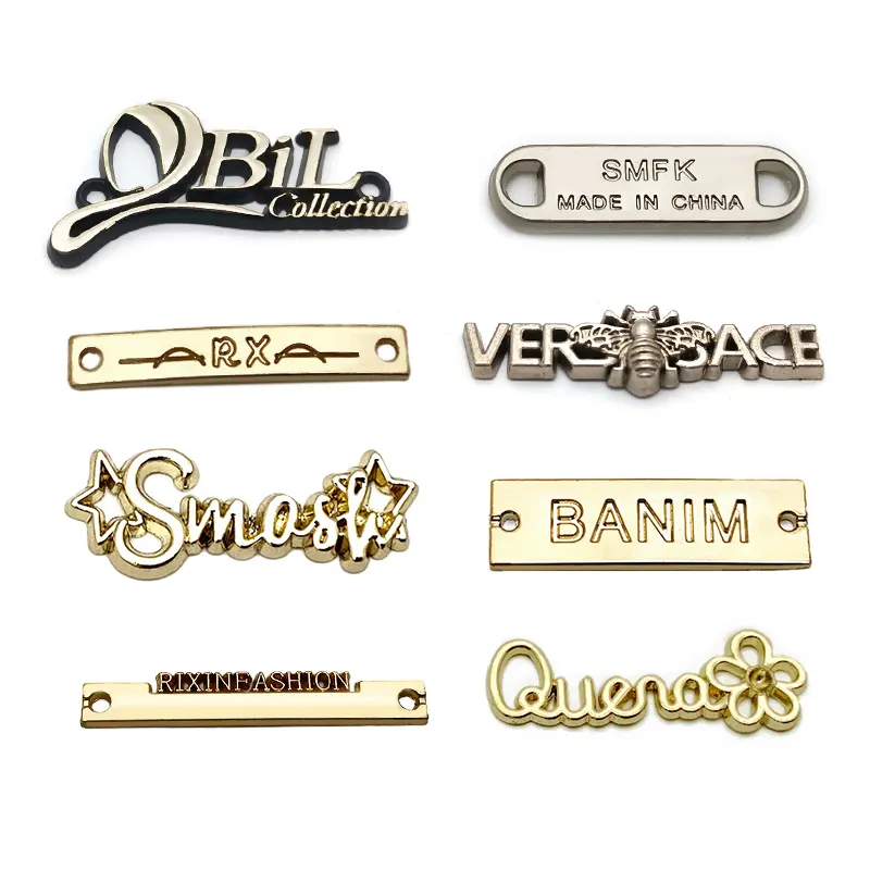 Etiquetas de metal personalizadas para ropa, placa con logotipo de marca, de alta calidad