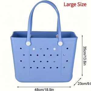 Sac fourre-tout décontracté rouge en EVA imperméable avec deux poignées, léger, perforé, à ouverture facile, capacité 1L, pour la gym, le marché et l'extérieur - Product Image 2