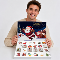 Calendrier de l'Avent de Noël en gros, boîte surprise à 24 compartiments, en papier couché, plateau en plastique recyclable, boîtes magnétiques