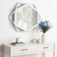 Espelho de parede geométrico rústico, em forma de octogão, decoração, espelho branco