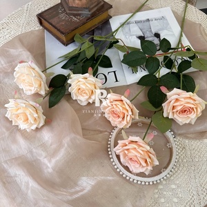Arreglo Floral Artificial de 3 Cabezas de Rosa Manta <span class=keywords><strong>para</strong></span> Boda, de Alta Gama, con Relieve, <span class=keywords><strong>para</strong></span> Decoración de Caminos - Product Image 4