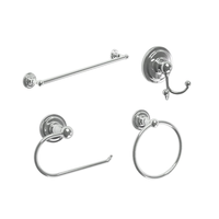Ensemble d'accessoires de salle de bain classique à 4 pièces en alliage de zinc et acier inoxydable finition chromée, montage mural rond - Durable, facile à nettoyer, OEM/ODM
