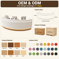 Comptoir de réception incurvé minimaliste avec bande lumineuse LED, bureau blanc moderne pour bureaux et halls commerciaux, personnalisable