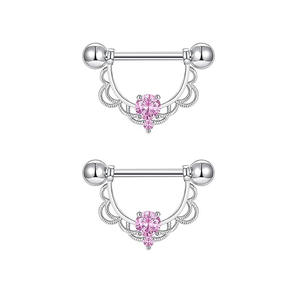 Freya Anillos de Piercing para Pezón, Barra con Colgante de <span class=keywords><strong>Mariposa</strong></span> y Corazón, Joyería de Piercing para Seno, Acero Quirúrgico, Pendientes para Hélice y Tragus - Product Image 3