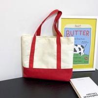 Sacs fourre-tout en toile de coton rouge de grande taille avec poche et fermeture éclair, impression numérique personnalisée du logo, poignée d'épaule, mode