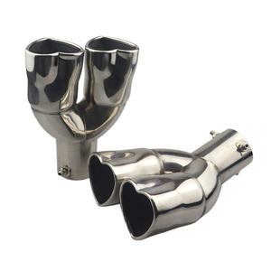 1pcs Universal Dual Outlet Exhaust Tip Heart-shaped Tail Throat Modified Stainless Steel Tip Exhaust - Product Image 6