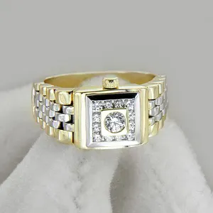 Hailer Joyas แหวนทอง Moissanite,แหวนเงินสำหรับผู้ชายแหวนเงินแบบสั่งทำ10K 14K 18K