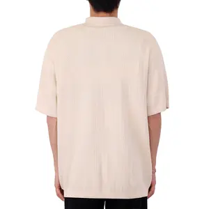 Camisa polo de golfe masculina personalizada OEM e ODM, pulôver de algodão de malha com corda torcida, camiseta polo de manga curta para homens