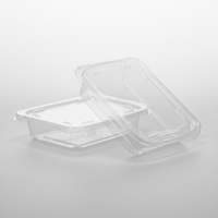 Boîte d'emballage alimentaire rectangulaire transparente en PET de qualité alimentaire avec couvercle rabattable pour vente en gros