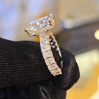Bague de fiançailles en or jaune massif 10K/14K/18K avec diamant de laboratoire taille coussin 0,5-3 carats, halo dissimulé personnalisé, certifié IGI VS VVS