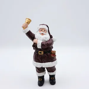 OEM Custom Christmas decor new resin miniature chocolate Santa Claus figurine ornaments tabletop sculpture