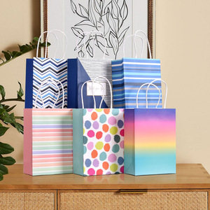 Bolsas de Papel para Regalo Impresas <span class=keywords><strong>Multicolor</strong></span> Ecológicas Listas para Enviar, Bolsas de Papel Kraft Recicladas al por Mayor para Fiestas y Boutiques - Product Image 2