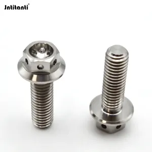 Jntitanti Gr.5 titanium alloy Ti-6Al-4V Hex Flange Bolts with Lighting Holes and Grooves on side of Hex Head M6x30mm
