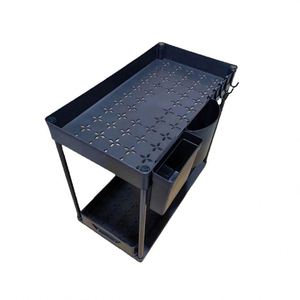 Organisateur de cuisine et salle de bain en plastique à 2 niveaux sous l'évier avec crochets et porte-gobelets, sans BPA, rangement multifonctionnel - Product Image 6