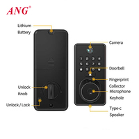 Serrure de porte intelligente avec caméra à télécommande, empreinte digitale, mot de passe, verrouillage automatique, compatible avec l'application Tuya WiFi, déverrouillage intelligent