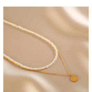 Collier pour femme d'été haut de gamme à double rangée de perles de riz fines, style luxe léger, perles WENCHI - Product Image 2