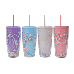 Vasos de Plástico Transparentes con Puntos de Colores, 26 oz, Personalizados al por Mayor, Delicados, Reutilizables, de Doble Pared, con Tapa - Product Image 5