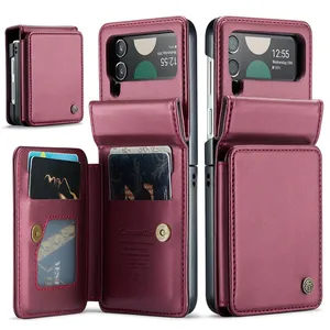 Coque de téléphone en cuir Caseme pour Samsung Galaxy Z Flip4 4 Z Flip 5 3 5G Litchi Back Cover